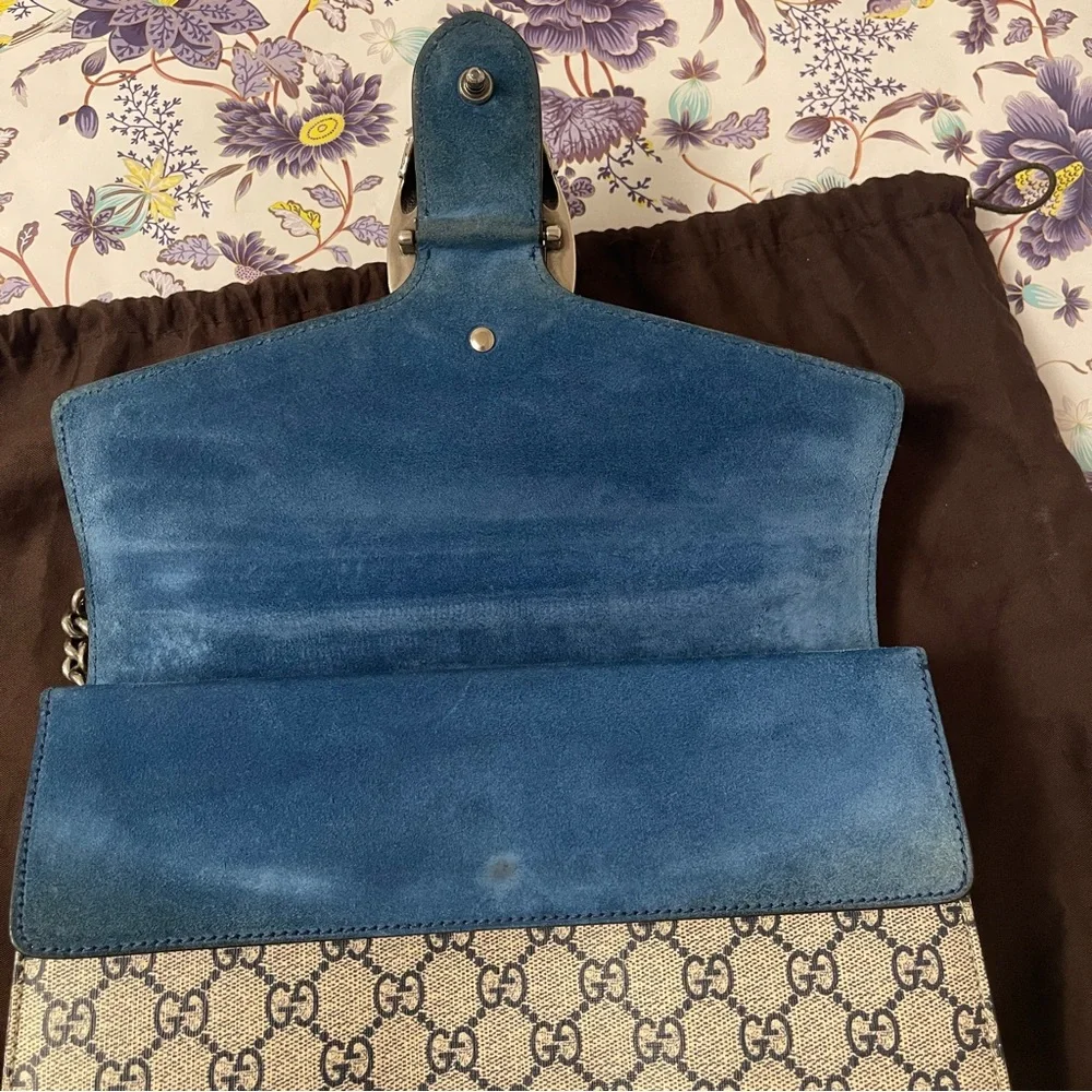 Gucci Dionysus GG Supreme Blooms Shoulder Bag Suede Interior Authentic - Picture 10 of 15